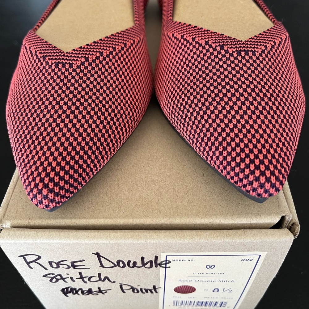 Rothy's Rose Double-Stitch Pointed Flats, NIB